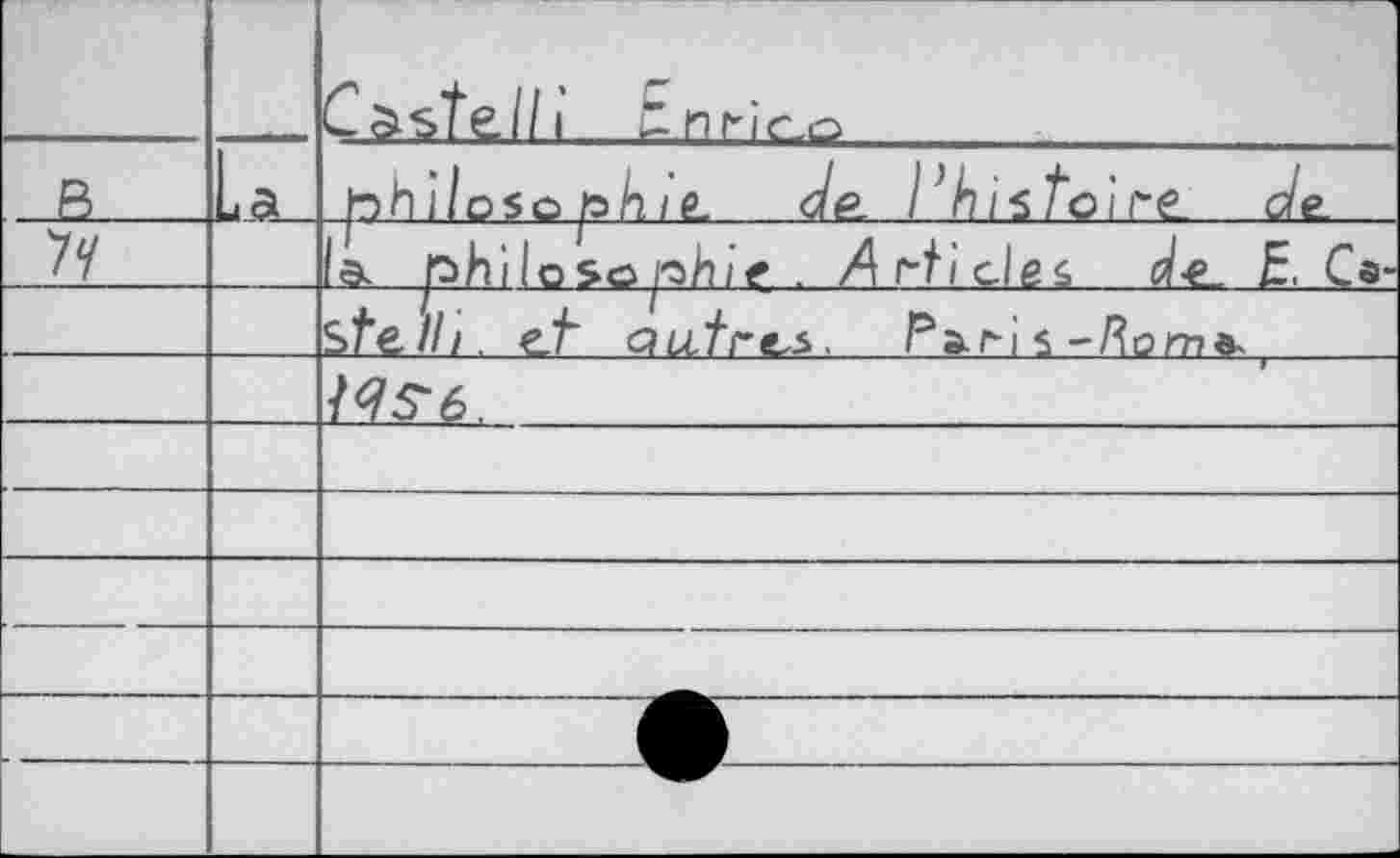 ﻿		Csste.il i.. Enrico
_в			philosophie. de. Г histoire. de
Уч		Iä. philosophic . Articles,	E. Ca-
		Stell/, et autres.
		i<IS-6.
		
		
		
		
		
		